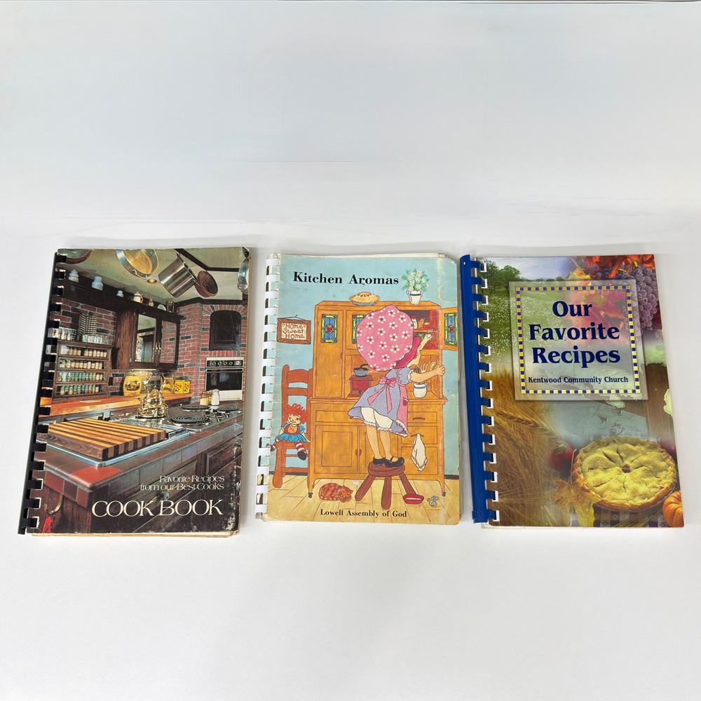 Vintage Community Cookbook Lot of 3 Church Regional Recipes 70s 80s Michigan